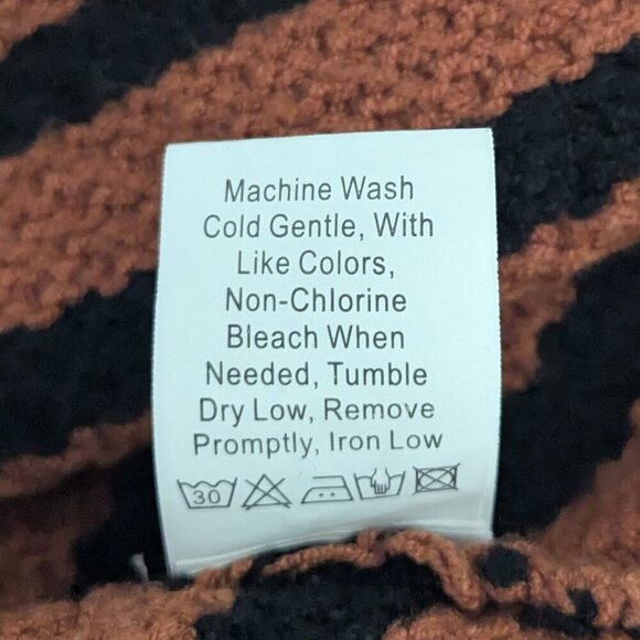 KIRUNDO Brown/Black Stripe Long Sleeve Soft Knit Pullover Sweater Dress; Size L - Picture 5 of 5